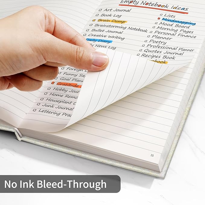 Annecy Lined Journal Notebook, Hardcover Numbered College Ruled Journal, Medium 5.5x 8.25, 160 Pages 100GSM Writing Paper, Beige