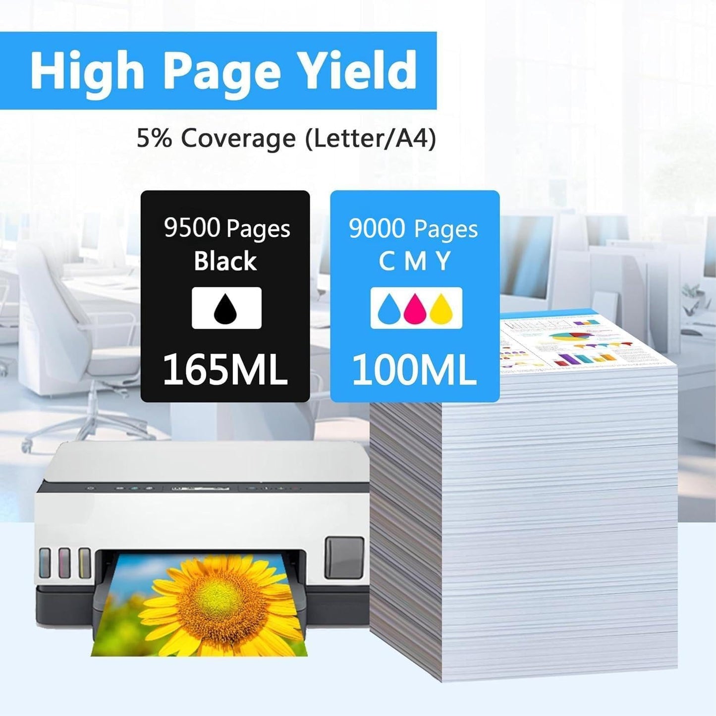 LCL Compatible with HP 31 32XL Ink Bottle Set Replacement for HP Smart Tank 7301 7001 7602 5000 6001 5101 5102 Plus 651 551 455 457 All-in-One Ink-Tank Printer (8-Pack 165ML 32XL Black,100ML 31 Color)