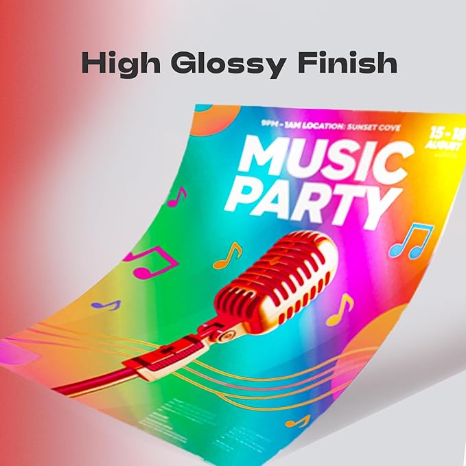 60 Sheets Inkjet Glossy Photo Paper 11 x 17 inch 52lb 200gsm A3 Size for Decoration, Poster Arts for Dye Ink Printers Only