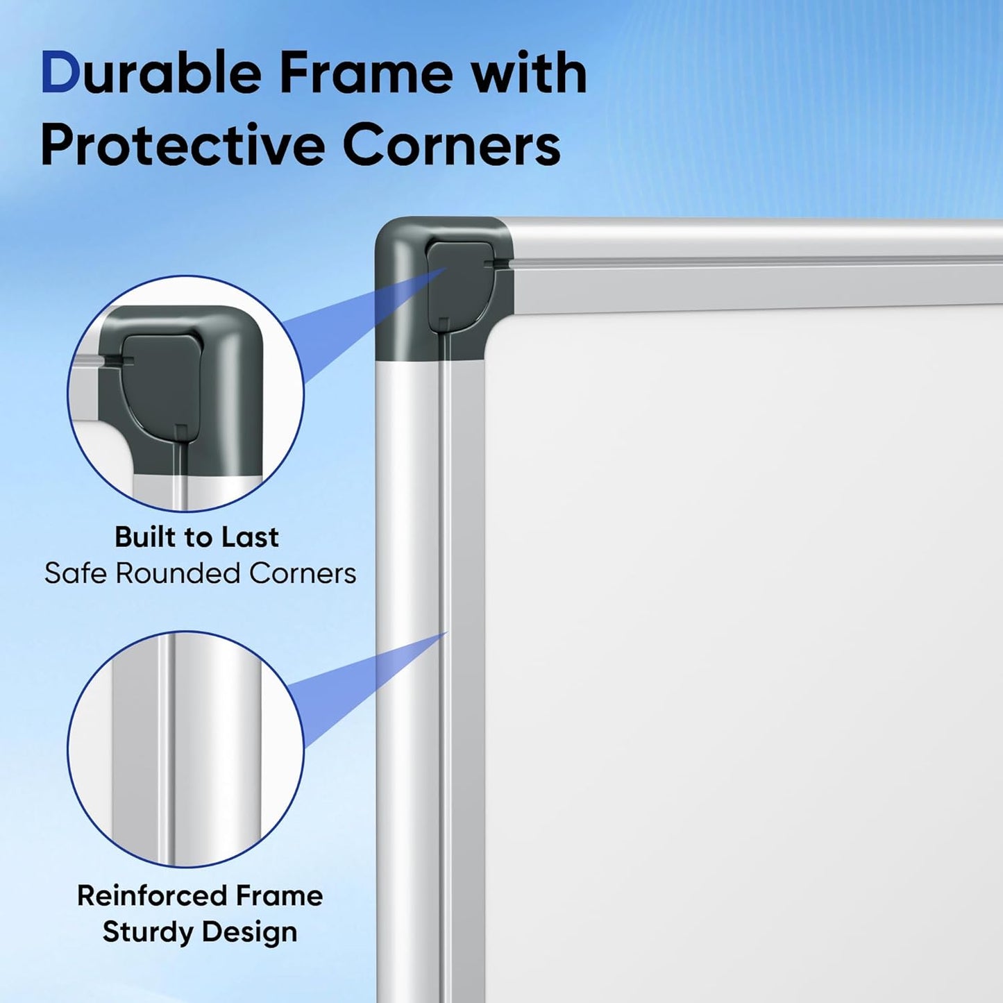 Magnetic White Board, 24 × 18 inches, Dry Erase Board for Wall, Silver Aluminium Frame, Hanging Whiteboard for Kids, Students, Office, Kitchen- Includes Markers, Magnets & Eraser