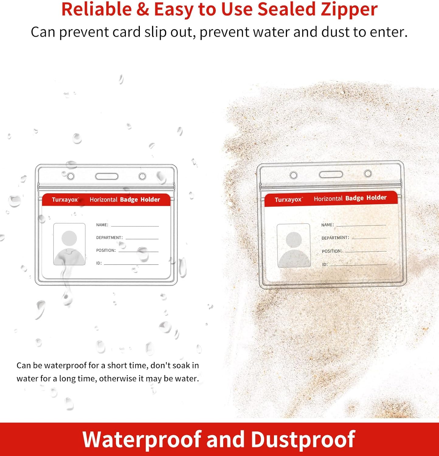 50 Pack Horizontal Clear Name ID Badge Holder for Lanyards