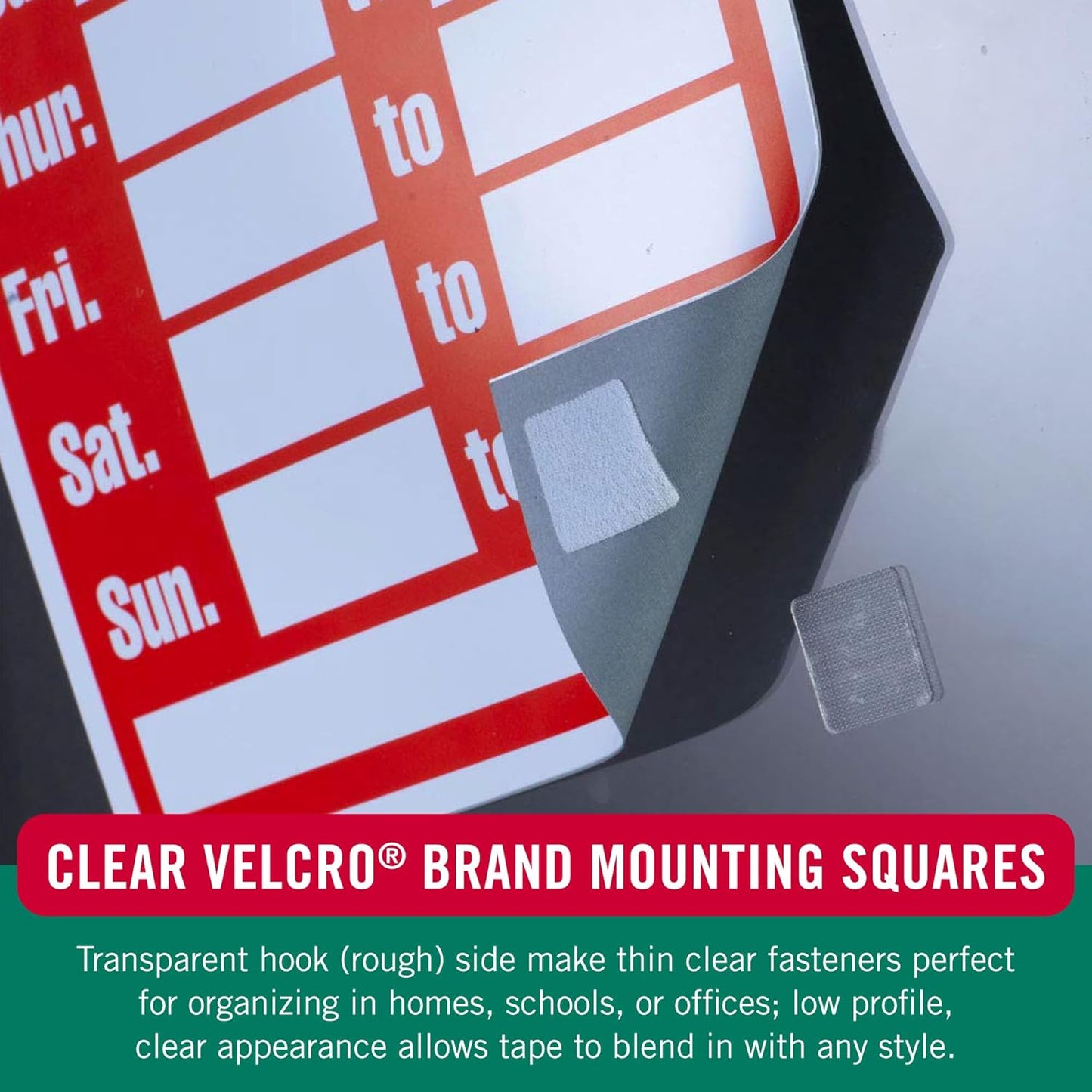 VELCRO Brand Thin Clear Dots with Adhesive, Square | 150pk, Mounting Squares | Double Sided Tape for Office, Classroom, Teacher Must Haves | Low Profile, 7/8"