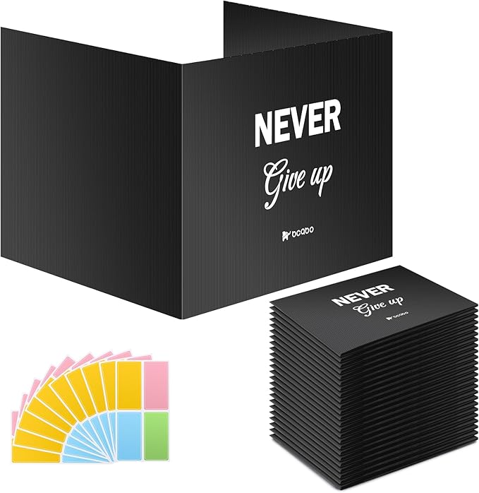 Privacy Shields for Student Desks, Inspirational Privacy folders for Student Testing Desk Dividers- Includes Extra Labels, Black (Pack of 24)