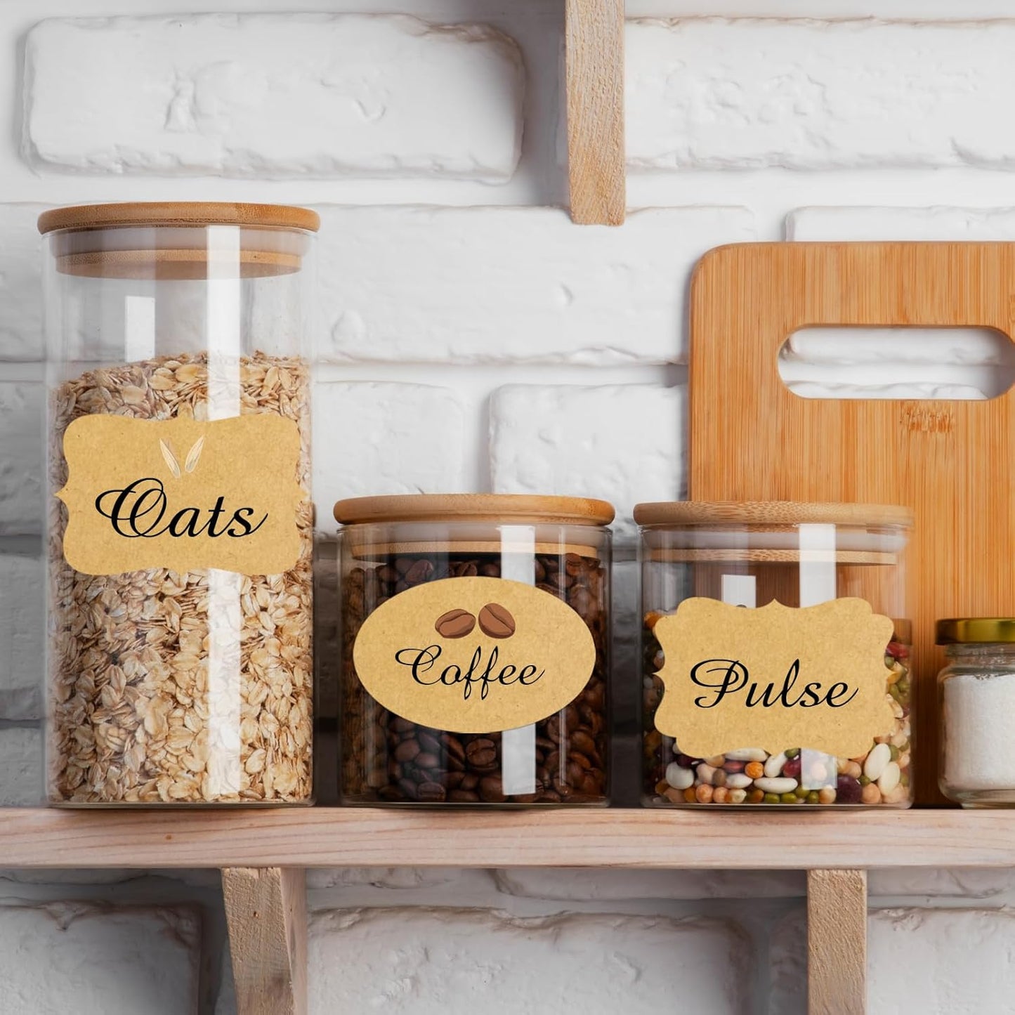 Kraft Labels Stickers, 250 PCS 3" x 2" Fancy Shape Stickers Labels for Storage Box or Food Jars Holiday Present Stickers Christmas Gift Tags Stickers