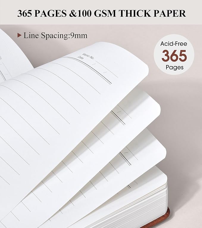 365 Page Thick Lined Journal Notebook for Men Women, A5 Leather Journals for Writing, Hardcover Notebooks for Work, School, Note Taking,Travel, Business,Personal Diary, College Ruled 5.9" x 8.4"