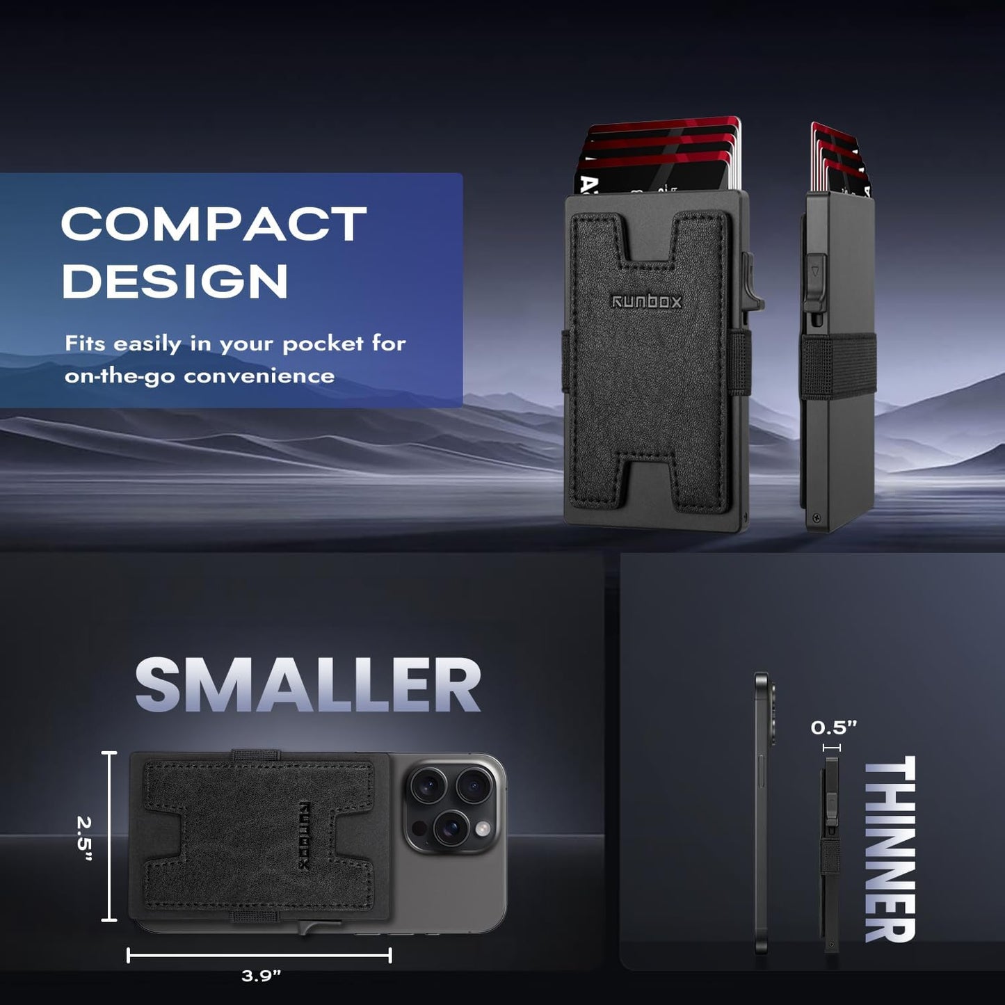 Slim Card Holder Wallet for Men, Minimalist RFID Blocking Wallet with Pop Up Function, Ultra-Thin Design, Metal Business Card Cases holds 12+ Cards, Gifts for Men, Men's Accessories