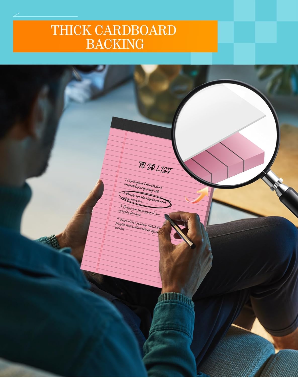 Pink Legal Pads 8.5 x 11 Notebook Paper, 12 Pack Colored Note Pads 8.5 x 11 Wide Ruled Note Paper 8 1/2 x 11, Letter Pads 8.5 x 11 Colored Notepads, Pink Legal Pads 8.5 x 11 Paper Pads, 30 Sheets/Pad