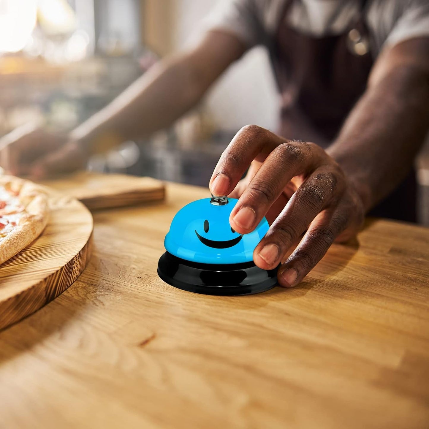 Tudomro 6 Pcs Call Service Dinner Bell for Desk Classroom Metal Smile Face Bell 3 Inch Diameter Anti Rust for Hotel Restaurant Office School Kitchen Bar(Plain Color)