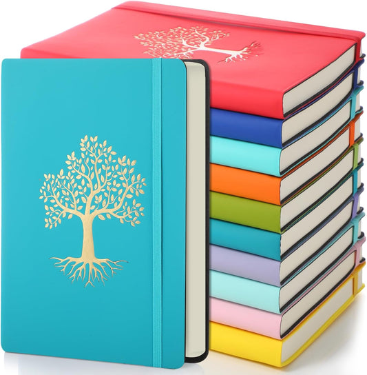 10 Pack Lined Journal Notebook A5 Leather Hardcover Journals for Writing 200 Pages 10 Colors Notepad for Travel Work School Office Business Note Taking Diary 5.7" x 8.3" (Bright Color)