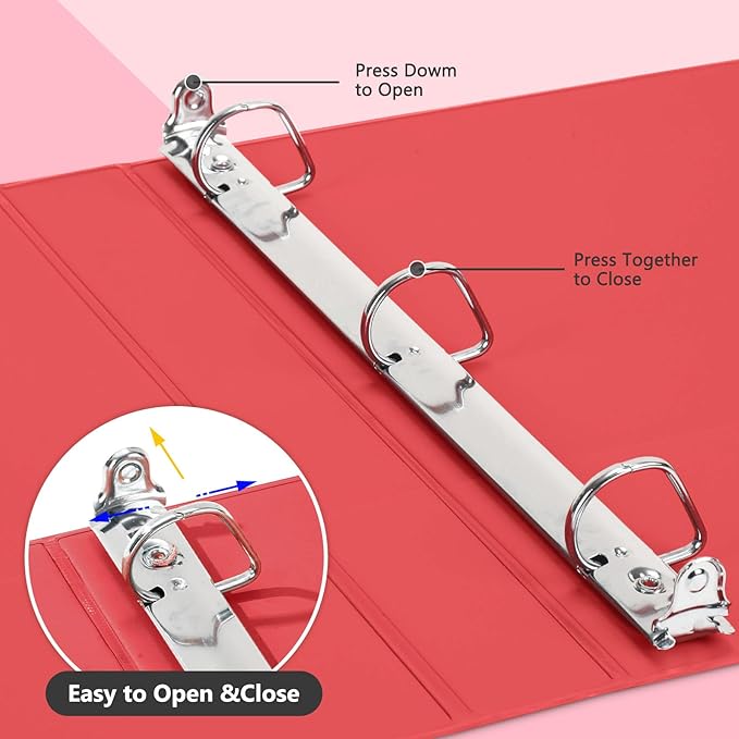 ViVin Sturdy 1 Inch D Ring Binders, 3 Ring Binders with 2 Pockets, Hold 225 Sheets of US Letter Size Paper for Office,Home,School, 12 Pack (Assorted)