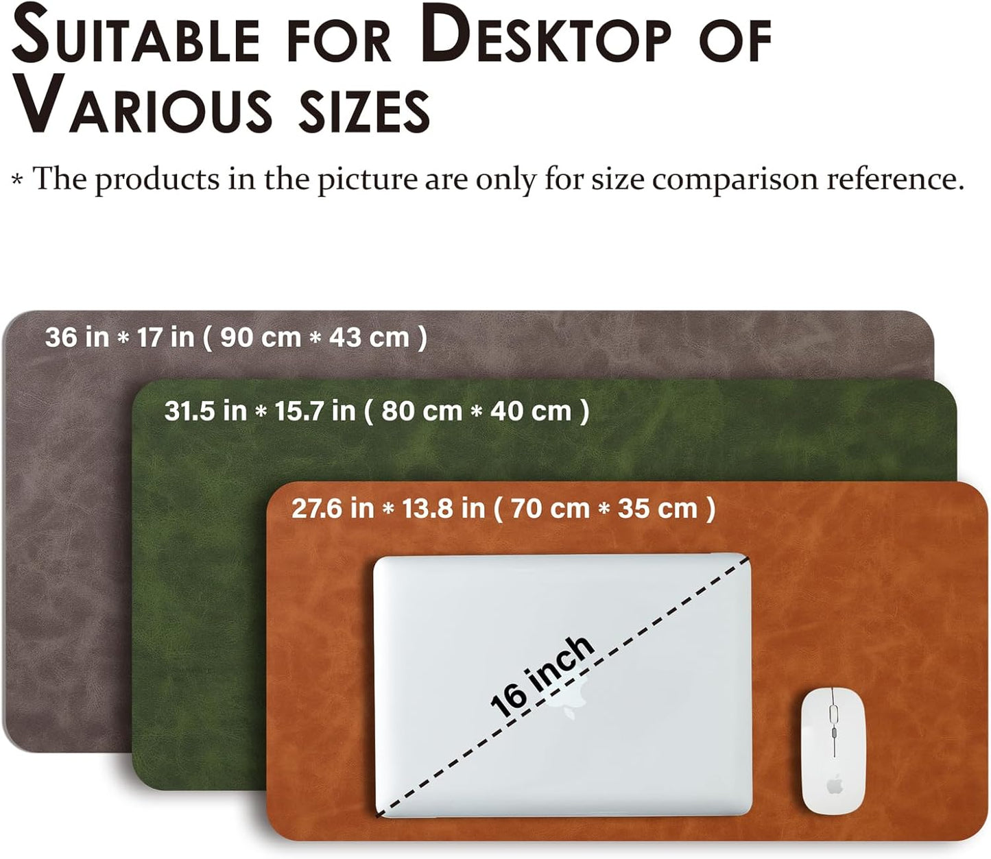 Distressed Leather Desk Mat - Non-Slip PU Desk Pad for Office and Home - Desk Organization and Accessories - Ideal for Large Mouse Pad and Desk Mats on Top of Desks(Charcoal Black,36"x 17")