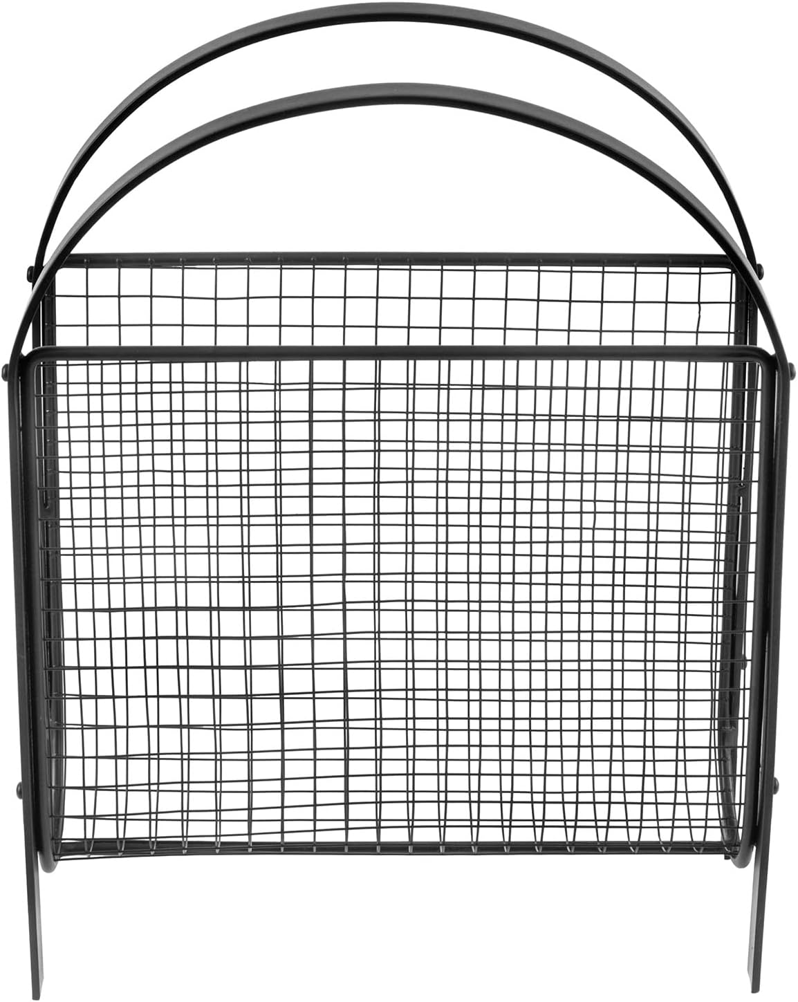 MyGift Mid-Century Design Magazine Rack, Matte Black Tone Metal Mesh Freestanding Magazine Organizer Holder Sling
