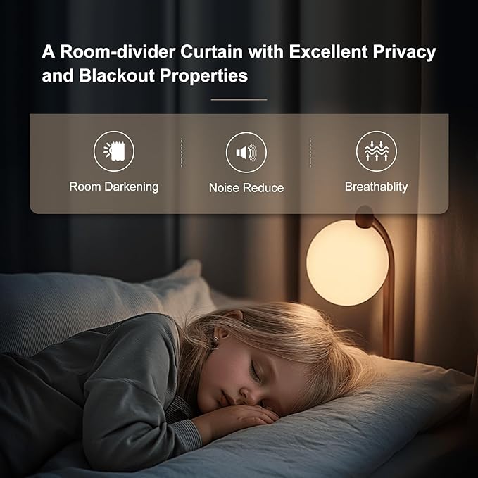 Room Divider Curtains & Flexible Bendable Tracks Set,Privacy Dividers Ceiling Track Curtain Window Blackout Curtains for Living Room Bedroom (W150 × H108 In 1 Panel Black Drape & White Rail)