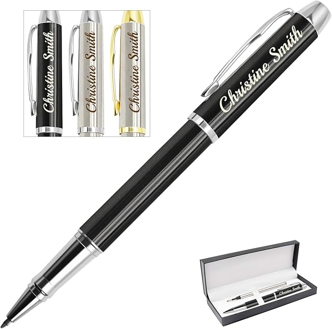 Amlion Personalized Pens Custom Engraved Pen with Name, Refillable Medium Refill, Personalized Gifts for Men Women
