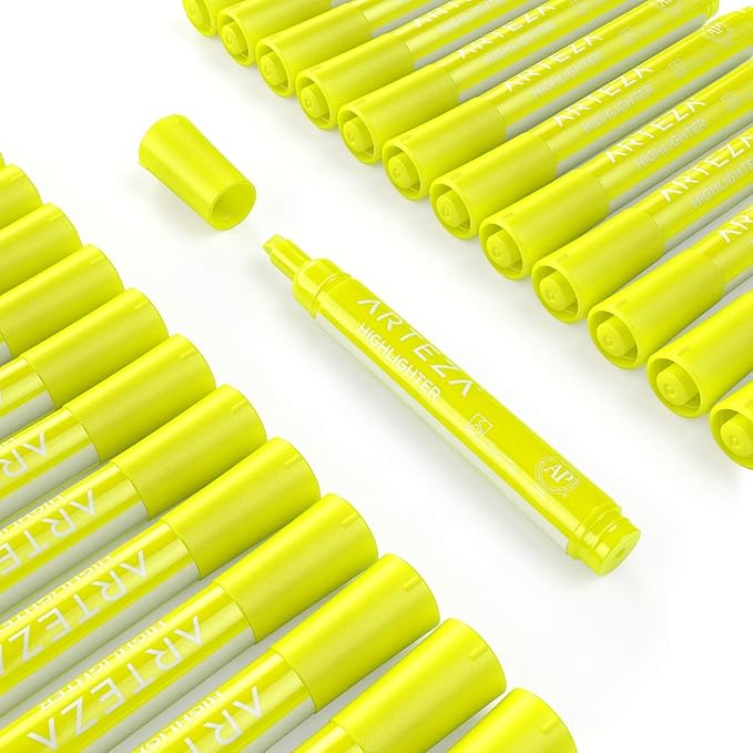 ARTEZA Yellow Highlighters in Bulk, Pack of 64, Chisel Tip Markers