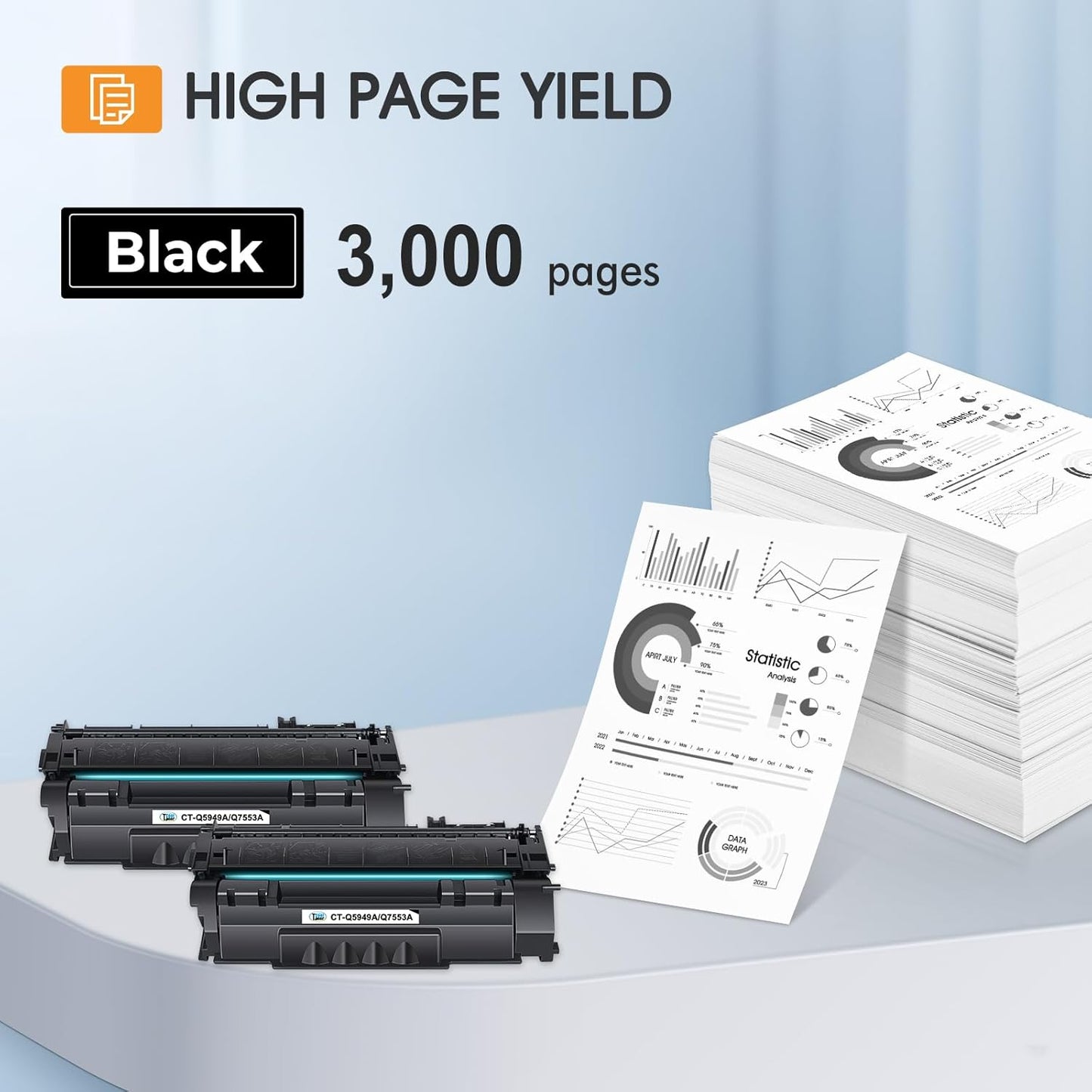 49A Q5949A 1320 Toner Cartridge Black 2-Pack Compatible Replacement for HP 49A 49X 53A 53X Q5949A Q5949X Q7553A Q7553X for HP 1320 1320n 1320tn P2015 P2015dn 1160 3390 3392 P2014 P2015d Printer Ink