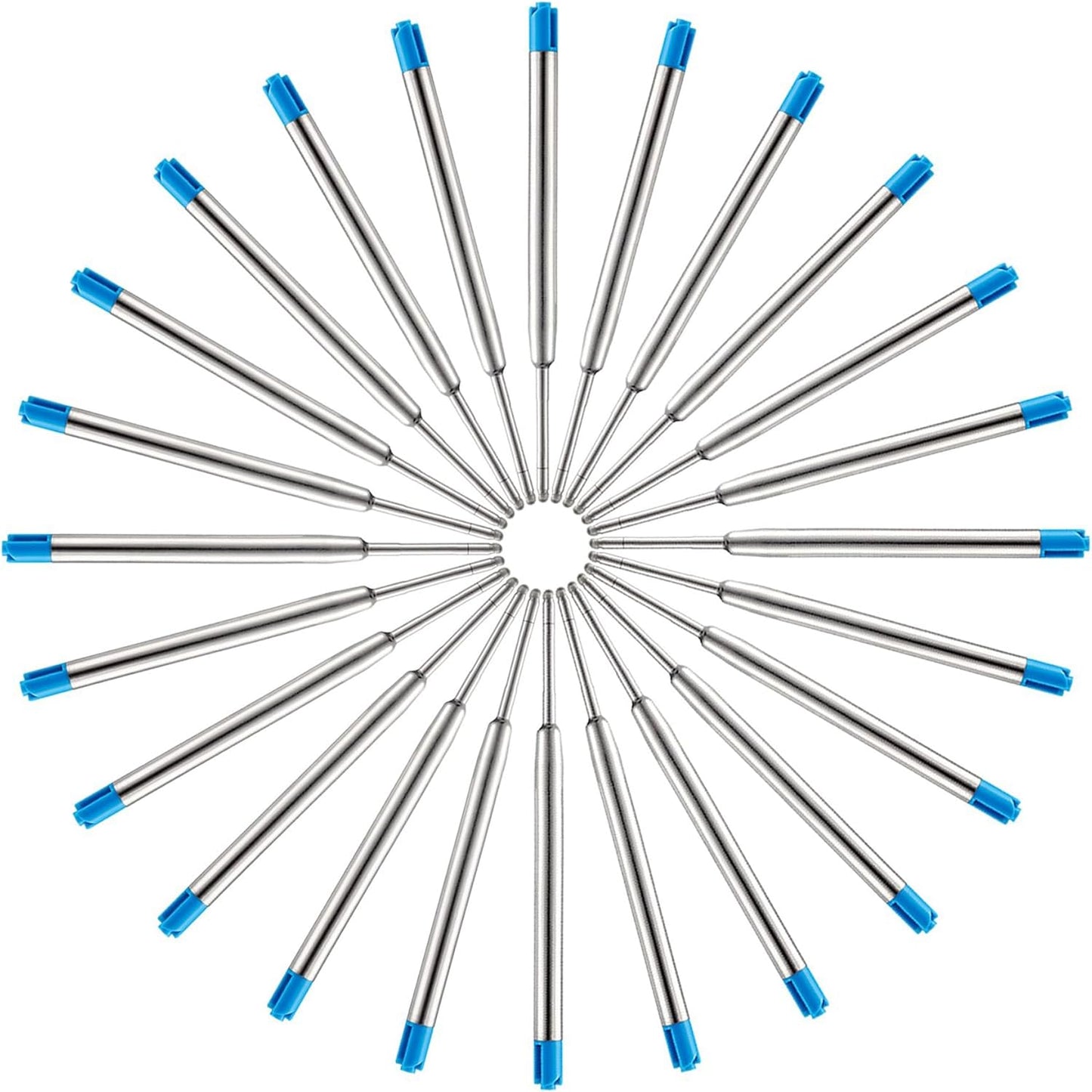 HeTaoCat Blue Ink Refill Pack of 5, Replaceable Ballpoint Pen Refills, Medium Point Metal Refil (Blue)