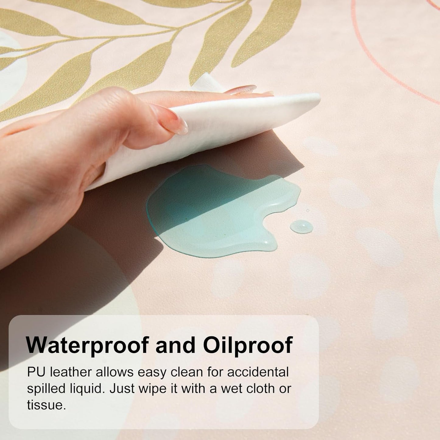 QIYI Large Mouse Pad, Cute Desk Mat for Desktop, Women Girls Minimalist Pink Office Desk Accessories, PU Leather Waterproof Gaming Mousepad, Tropical Leaves Desk Pad Computer Mat, 31.5" x 15.7"