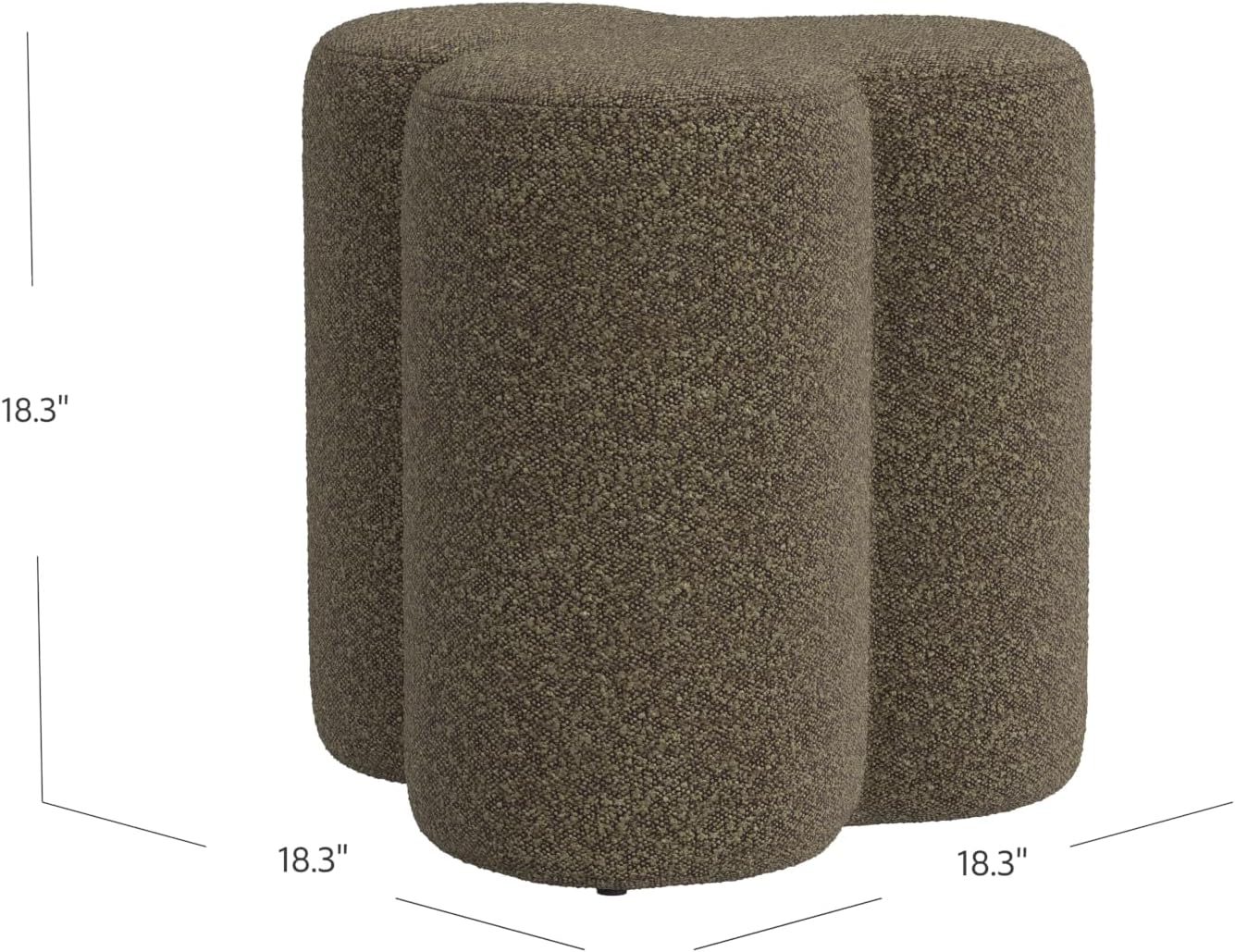 HomePop Upholstered Clover Shaped Ottoman Home Décor|Foot Rest Ottoman - Dark Brown Boucle