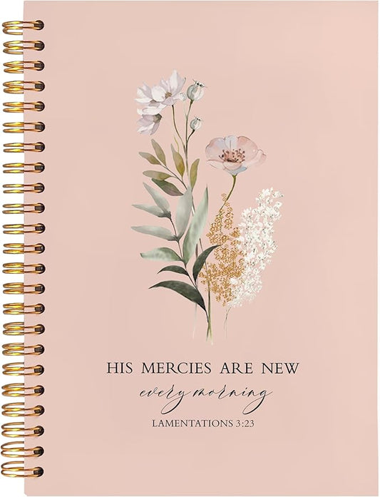 BearCake Orange Bible Christian Journals Floral Notebooks for Women Note Taking,Prayer Journal for Women, His Mercies are New Every Morning,Bible Study Journal for Women 5.5x8.3