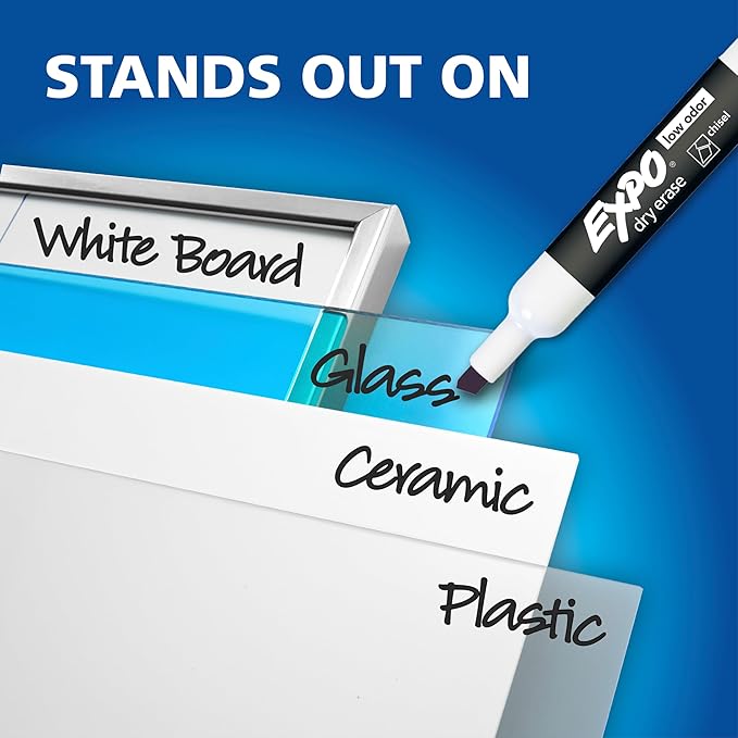 EXPO Dry Erase Markers Ultimate Pack, Chisel, Fine, Ultra Fine, Mixed Tips, Assorted Colors, 40 Count