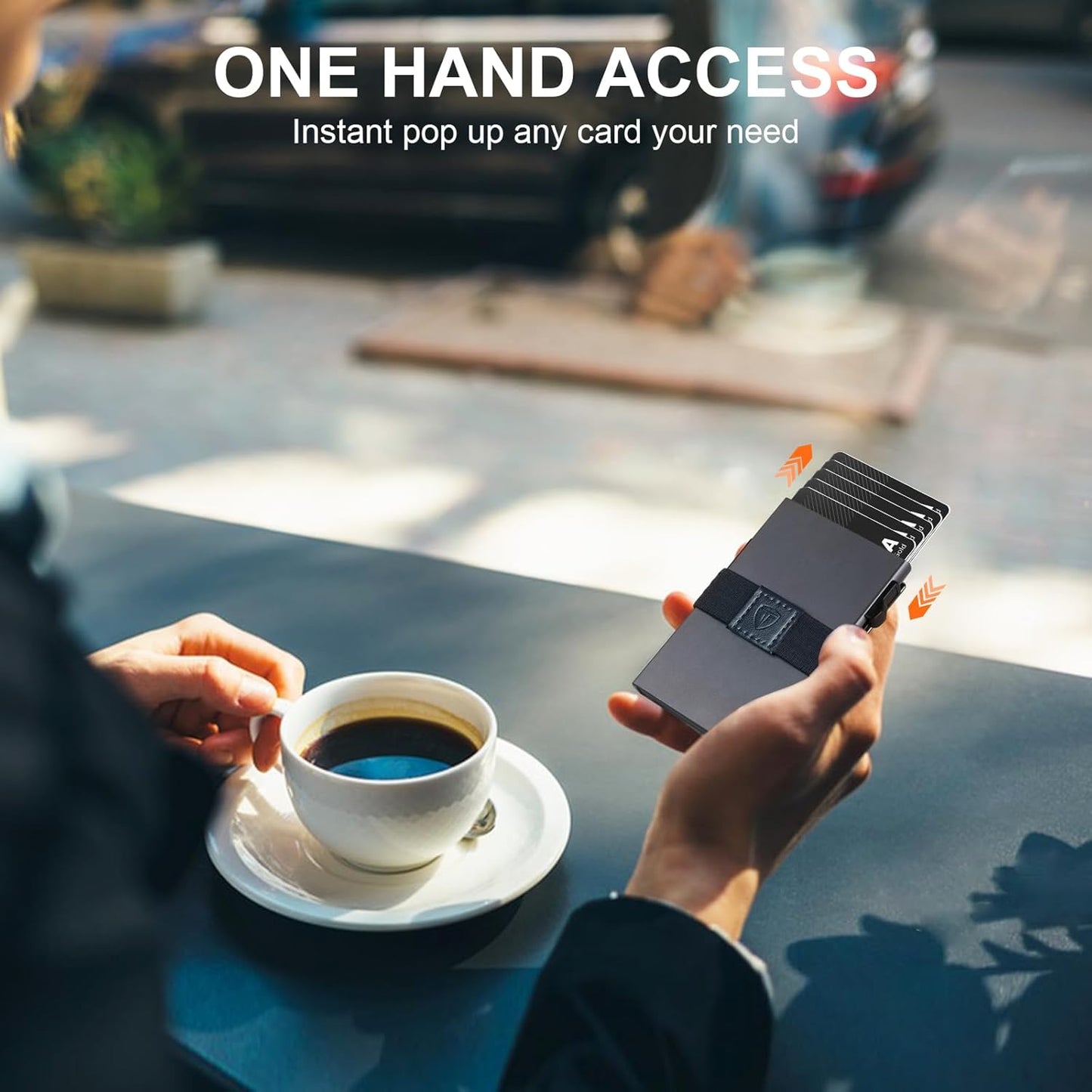 Slim Pop Up Wallets,Men's Front Pocket Card Holder with RFID Blocking Expandable Backplate & Cash Band Aluminum Minimalist Wallet Gift for Boyfriend/Dad/Friends Holds 12+ Cards,Grey