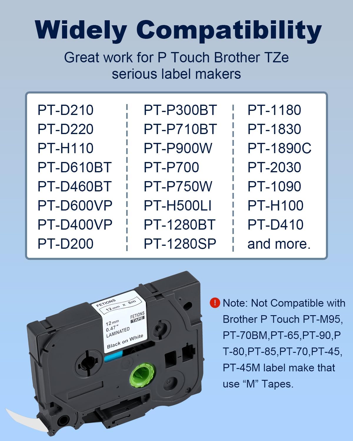 Label Maker Tape TZe-231 Replacement for Brother and Dymo (TZe x 5 Pack)