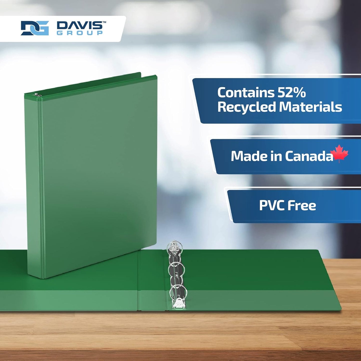 Easyview Premium 3-Ring Binders with Clear-View Covers and Round Rings, Binders for School or Office, 1 Inch, Pack of 6, Green