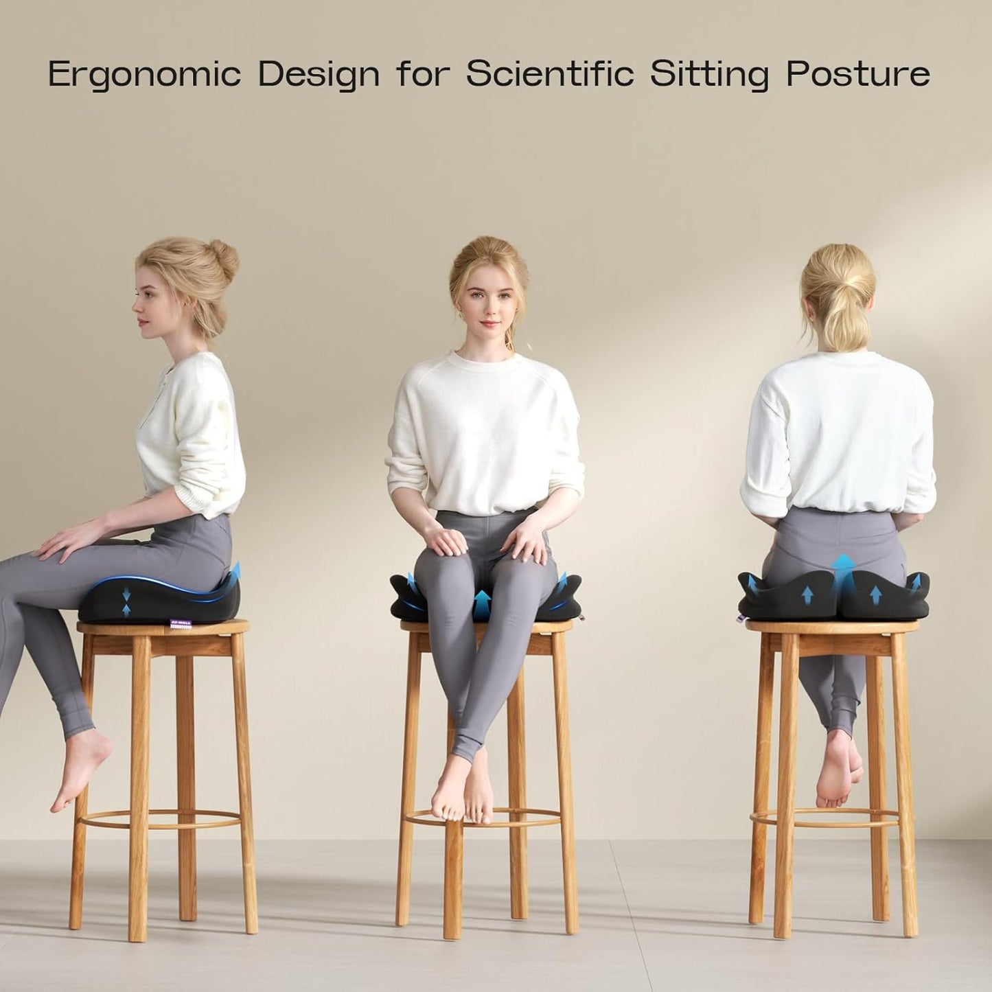 Seat Cushions for Office Chairs - Patented Coccyx Cushion for Tailbone Pain - 21.2" W x 16.5" L Extra Large Memory Foam Seat Cushion with Removable Cover