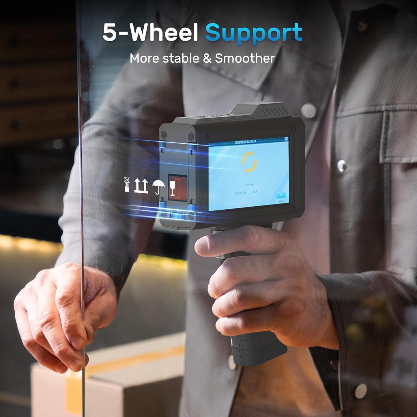 BENTSAI Handheld Inkjet Printer BT-HH6205B Newly Upgraded with 16H Long Endurance 0.5Inch Use for Batch Number Date Code Logo Serial Number Barcode QR Code on Plastic Cardboard Wood Metal Clothes