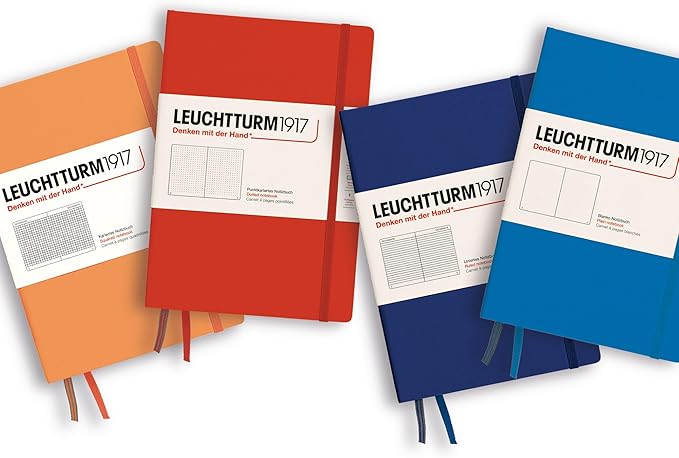 LEUCHTTURM1917 - Notebook Hardcover Medium A5-251 Numbered Pages for Writing and Journaling (Lobster, Squared)