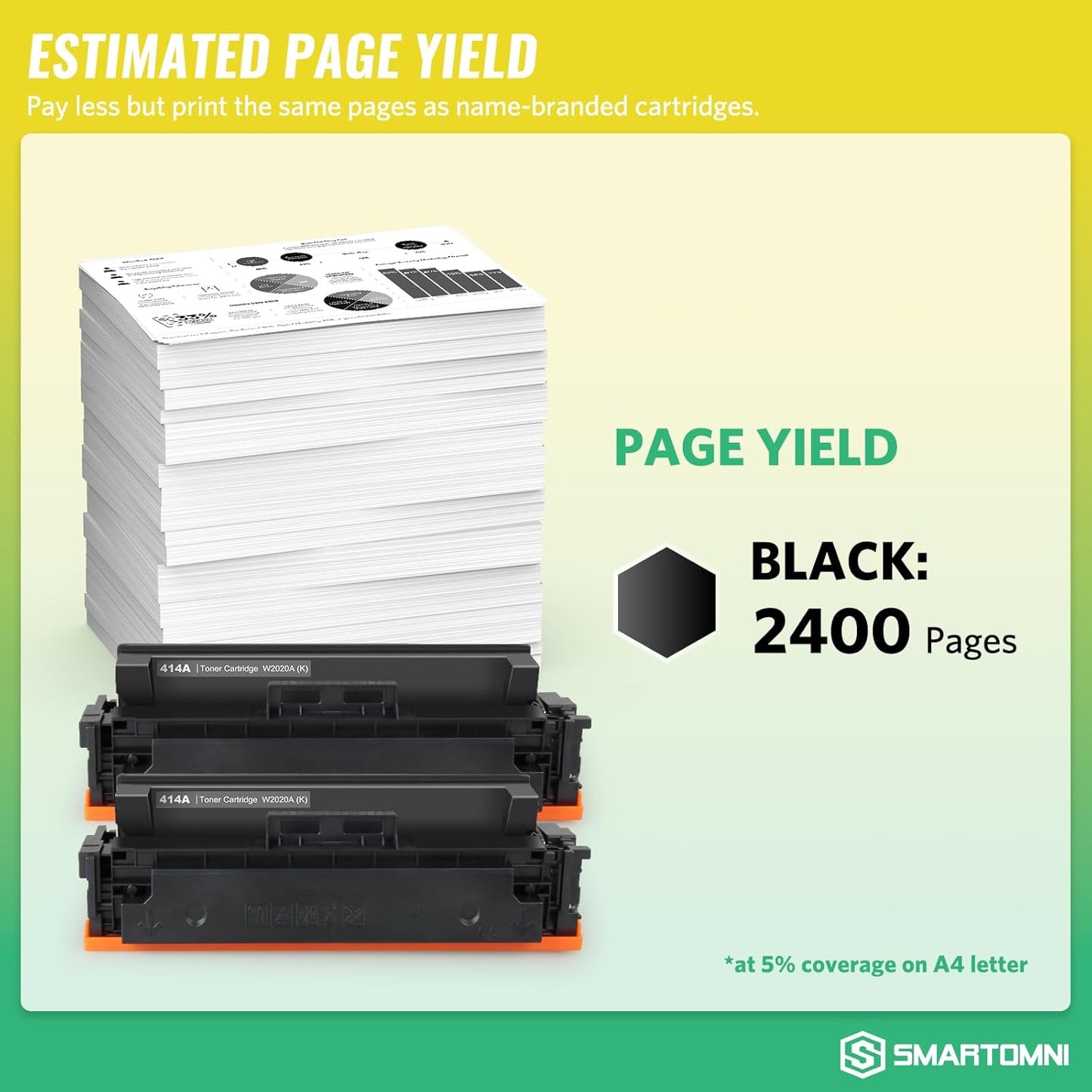 414A Toner Cartridges Black (with Chip) Works with Color Pro MFP M479fdw M479fdn M454dw M454dn M479dw M455dn M479 M454, Enterprise Laser Jet M455dn M480f Printer | W2020A 414X W2020X, Pack of 2