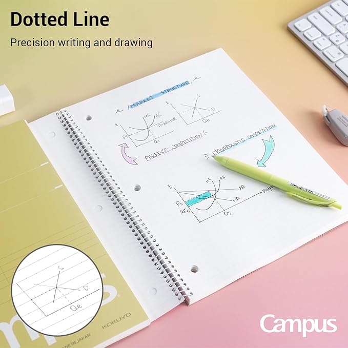 KOKUYO Spiral Notebook, 3 Pack Campus 10-1/2" x 8" Subject Notebooks with College Ruled, 80 Sheets, 3 Holes School Spiral Journal for Work Study Note Taking (Yellow, Orange, Purple)