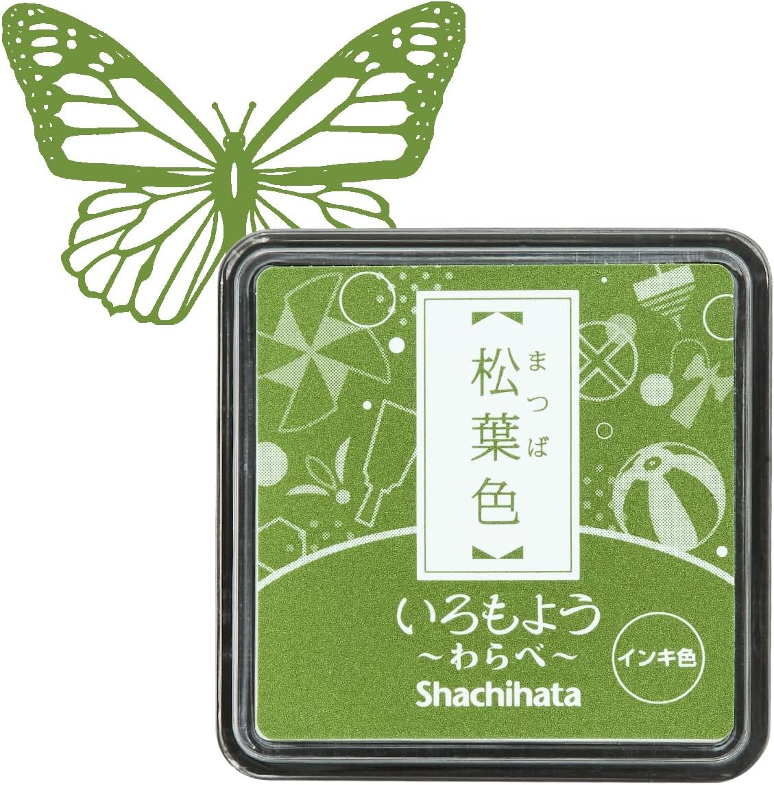 IROMOYO WARABE Stamp PAD, Small Traditional Japanese Ink Colour, Oil-Based Ink pad - Dark Yellow Green