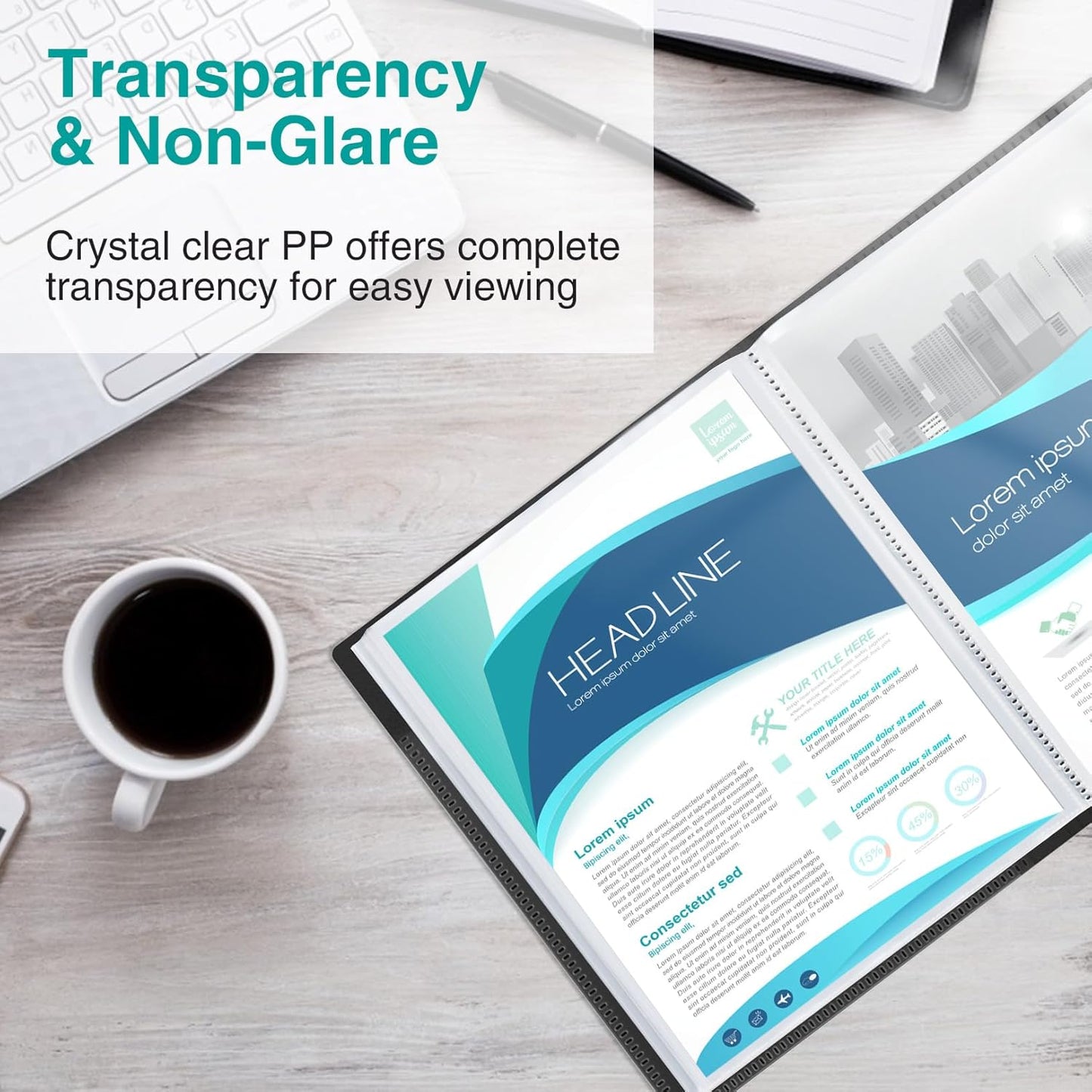 Sooez 2 Pack 72 Pocket Binder with Plastic Sleeves & Elastic Band, Large Capacity 8.5x11 Presentation Book Display 144 Pages, Art Portfolio Document Folder with Clear Sheet Protectors