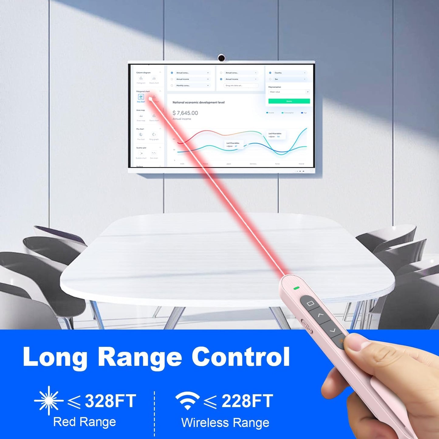 QUI Presentation Clicker for PowerPoint, RF 2.4GHz USB Wireless Presenter Remote with Volume Control, PowerPoint Clicker Slide Advancer for Mac, Windows, Laptop, Keynote