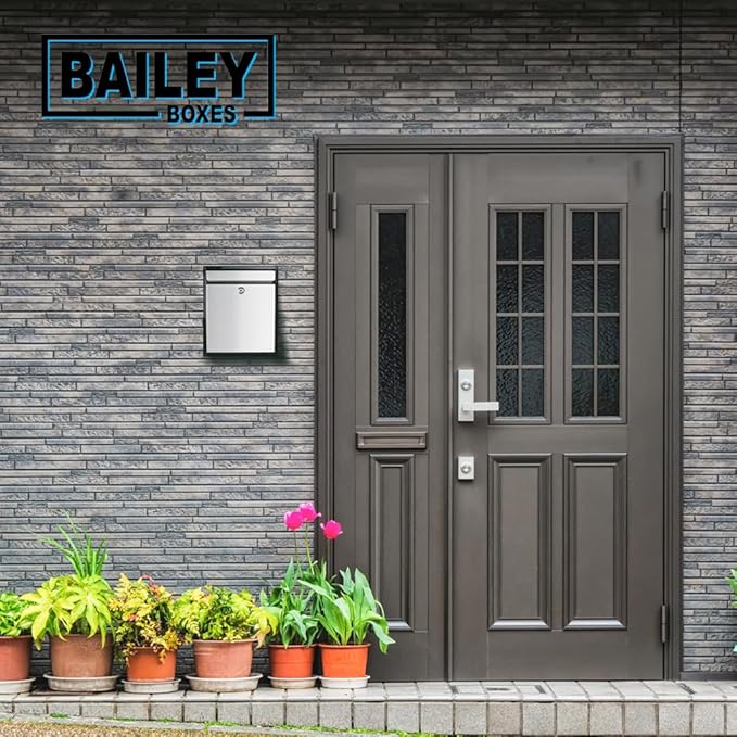 Modern Wall Mounted Locking Small Architectural Mailbox from Bailey Boxes - 12.25" H x 10.25" W x 3.5" D - The Murphy