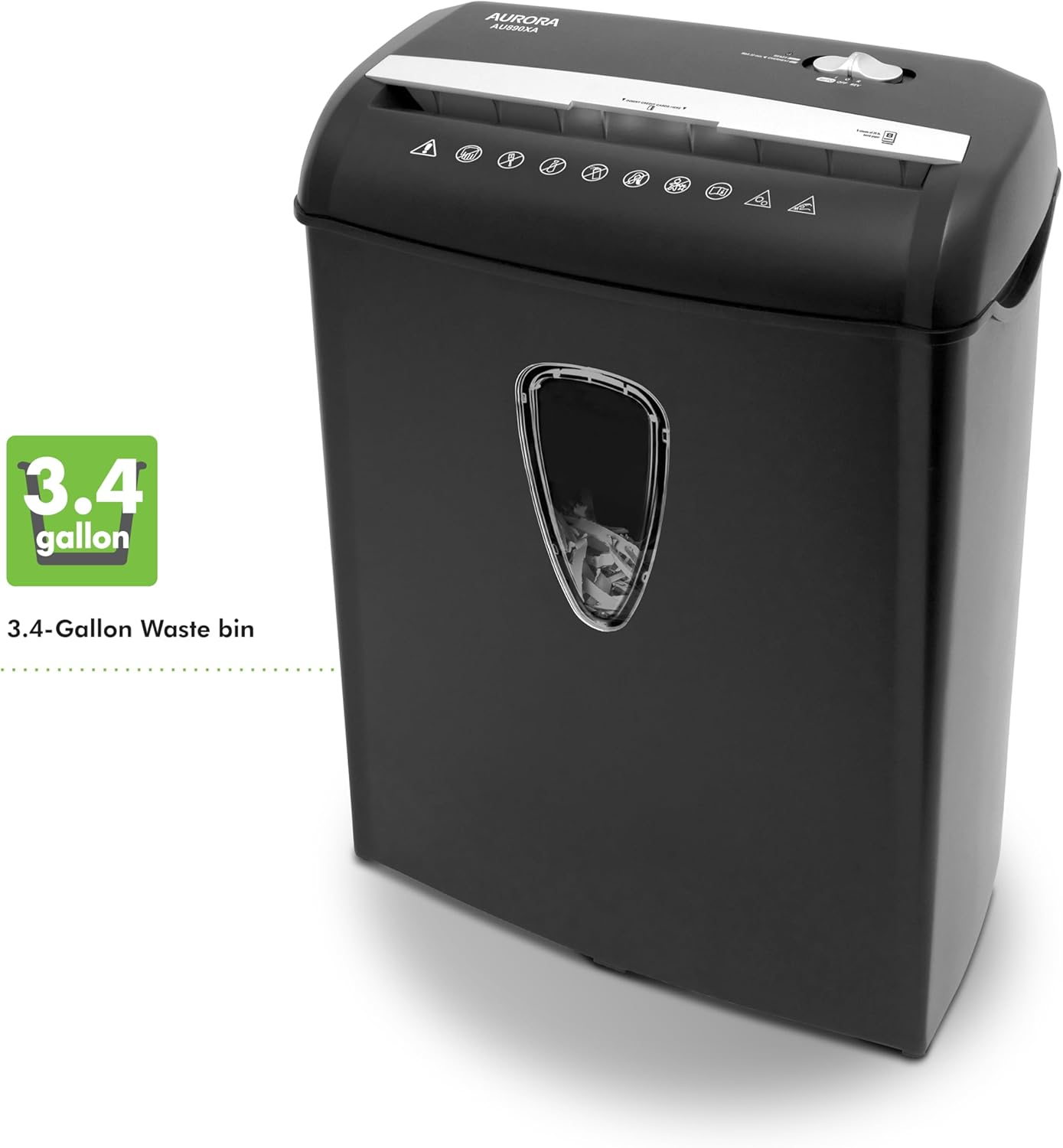 Aurora AU890XA 8-Sheet Crosscut Paper and Credit Card Shredder with Wastebasket