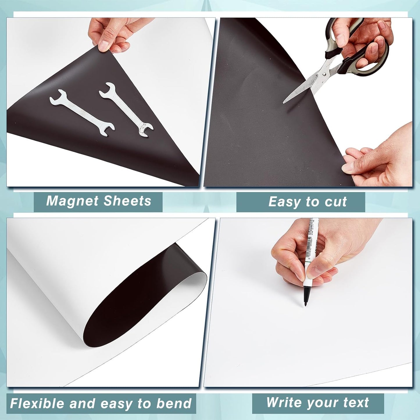 Amylove Blank White Surface Magnet Sheets 12 Inch x 6 Feet, 30 Mil Magnetic Roll Printable Flexible Vinyl Blank Magnetic Sign Sheet Safe for Vehicles DIY Craft Project