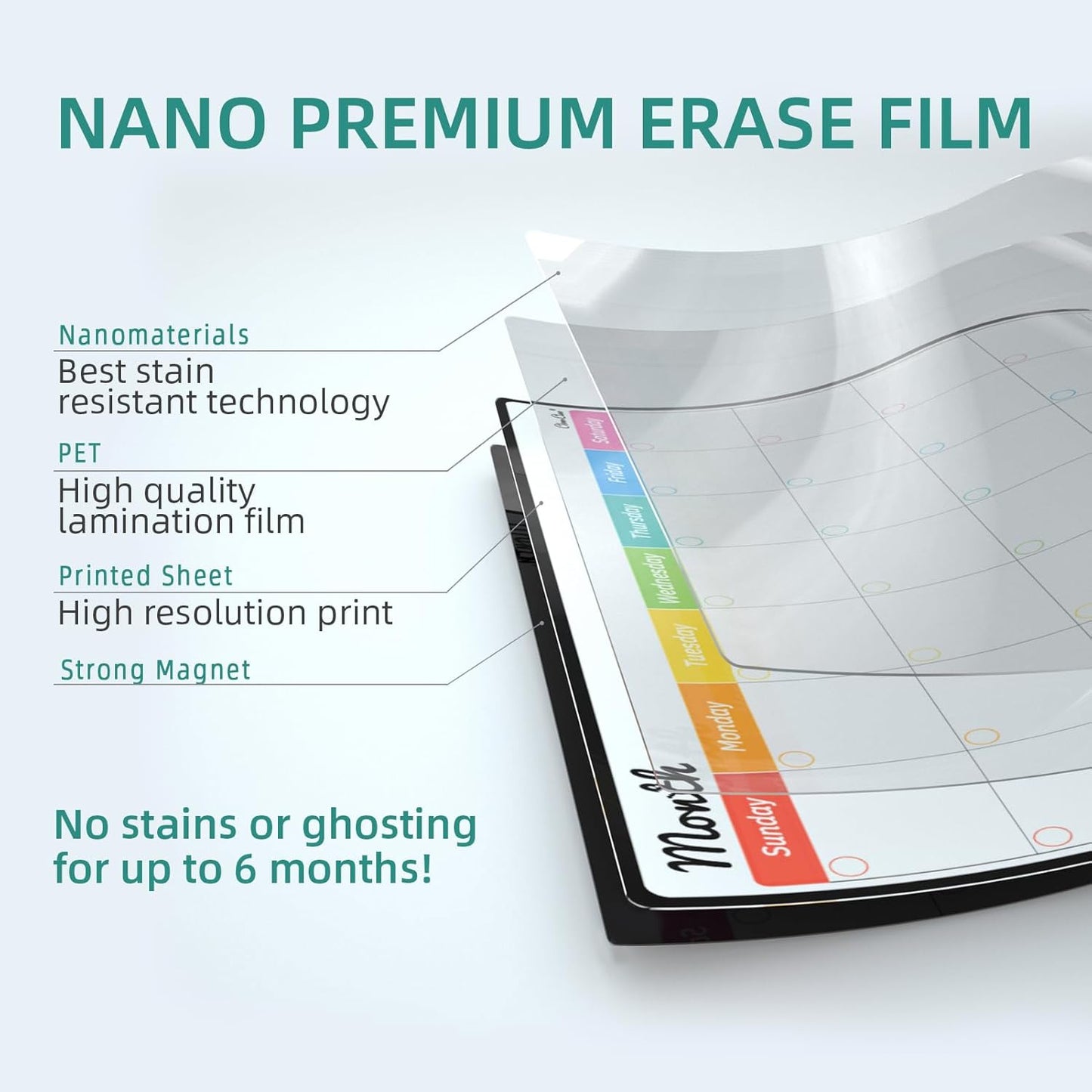 Magnetic Dry Erase Monthly Calendar Set - 14.5"x11" Monthly and Weekly Calendar, 6.5"x8.5" List Board for Fridge - 6 Extra Fine Point Markers Included - Shipped Flat