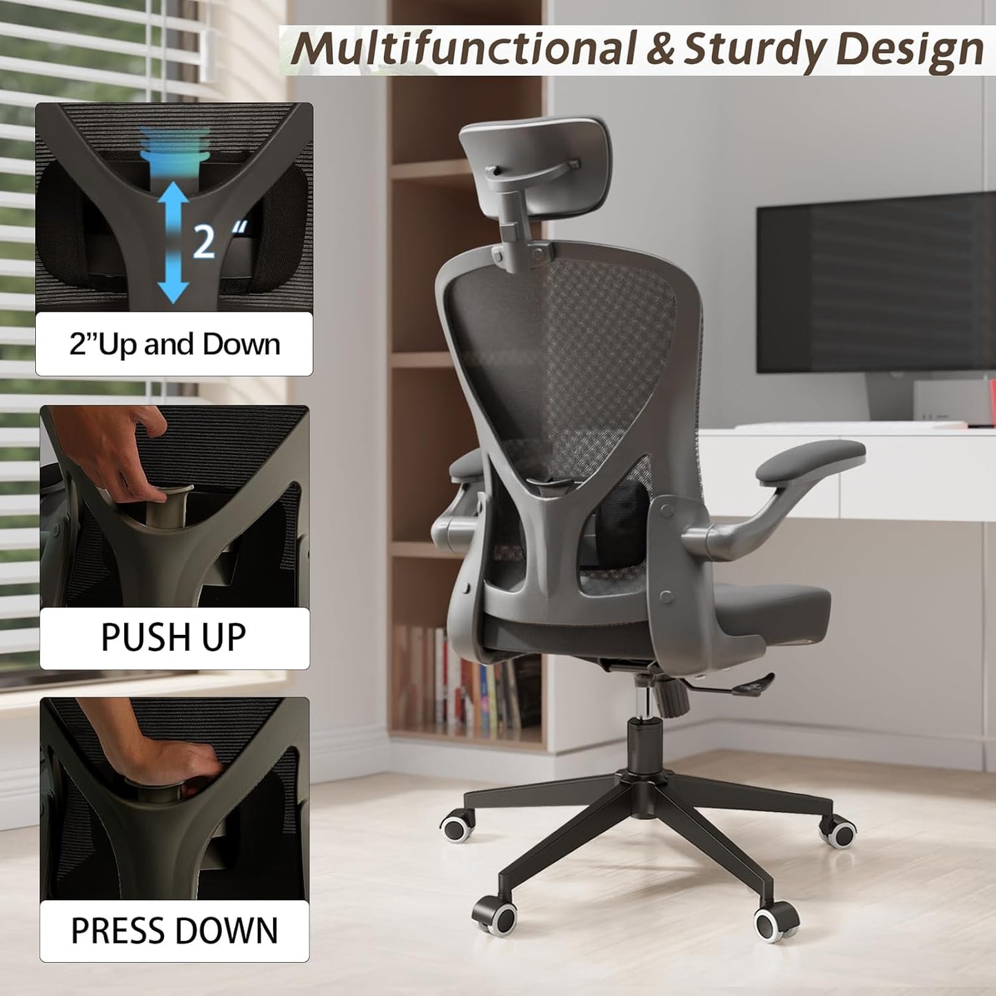 Desk Office Chairs Computer Mesh Chair Executive Chair with Lumbar for Home & Office (04Black)