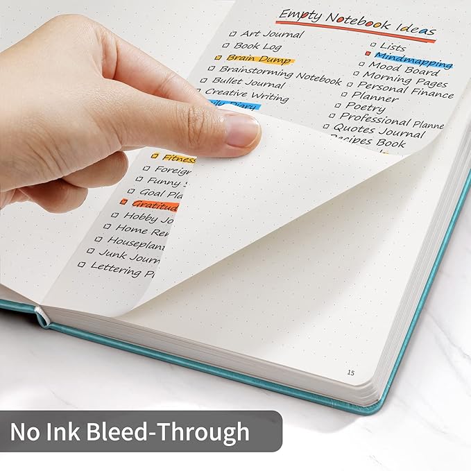 Annecy Numbered Bullet Dotted Journal Notebook, Medium 5.5x 8.25, 160 Pages 100GSM Writing Paper, A5 Turquoise Faux Leather Cover with Pen Loop