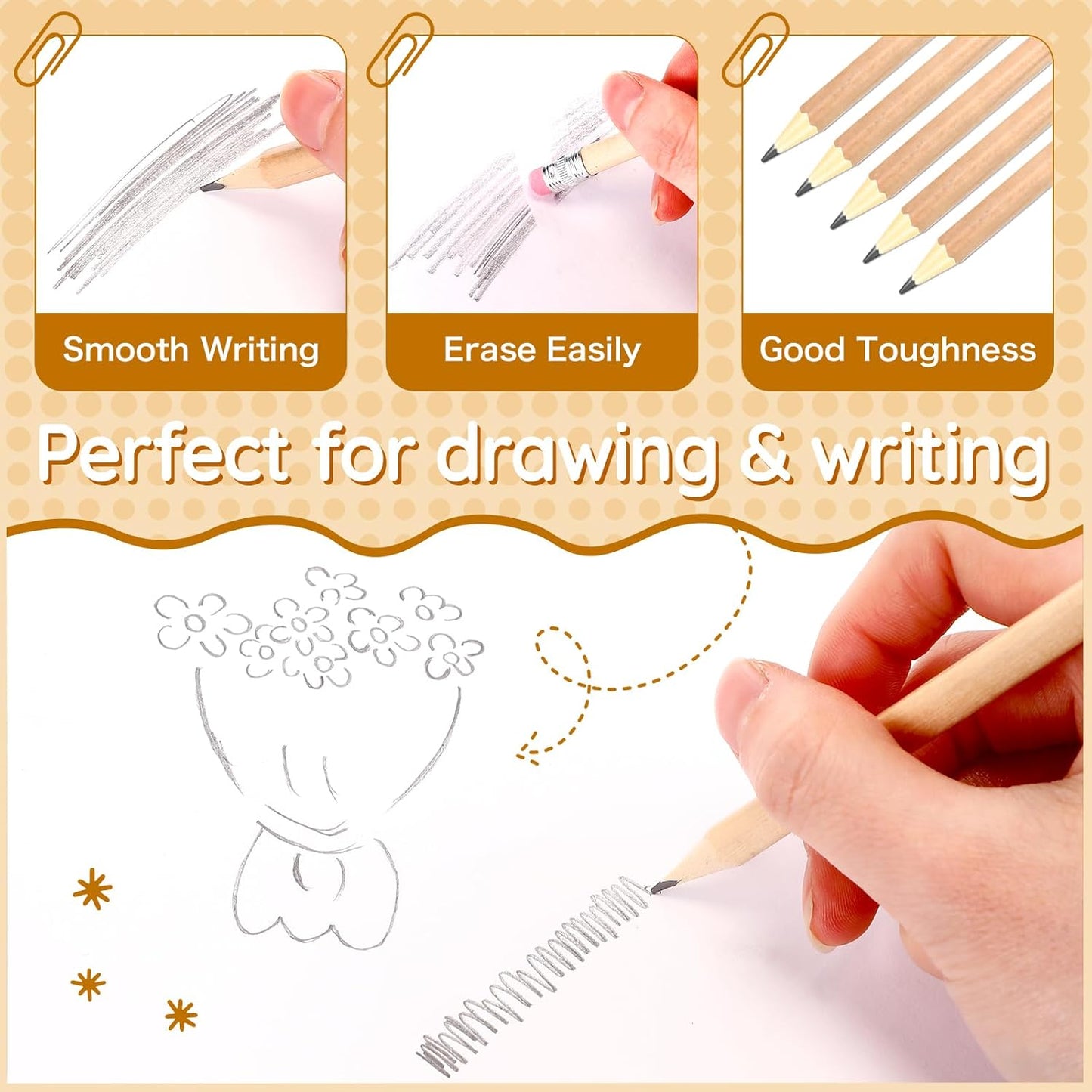 Geyoga 30 Packs of 300 Count #2 Pre Sharpened Pencils Bulk Woodcased for Classroom #2 HB Triangle Shape Pencils with Top Erasers for Teacher Office Back to School Supply(Wood Color)