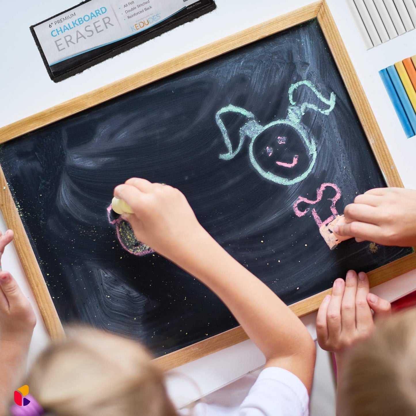 kedudes Chalk for Kids - 24 Pack Colored Chalks for Chalkboard - 12 Pack of Dustless White Chalks and 12 Pack of Assorted Colors - Chalk for Kids and Toddlers - 2 Boxes, White and Multicolor