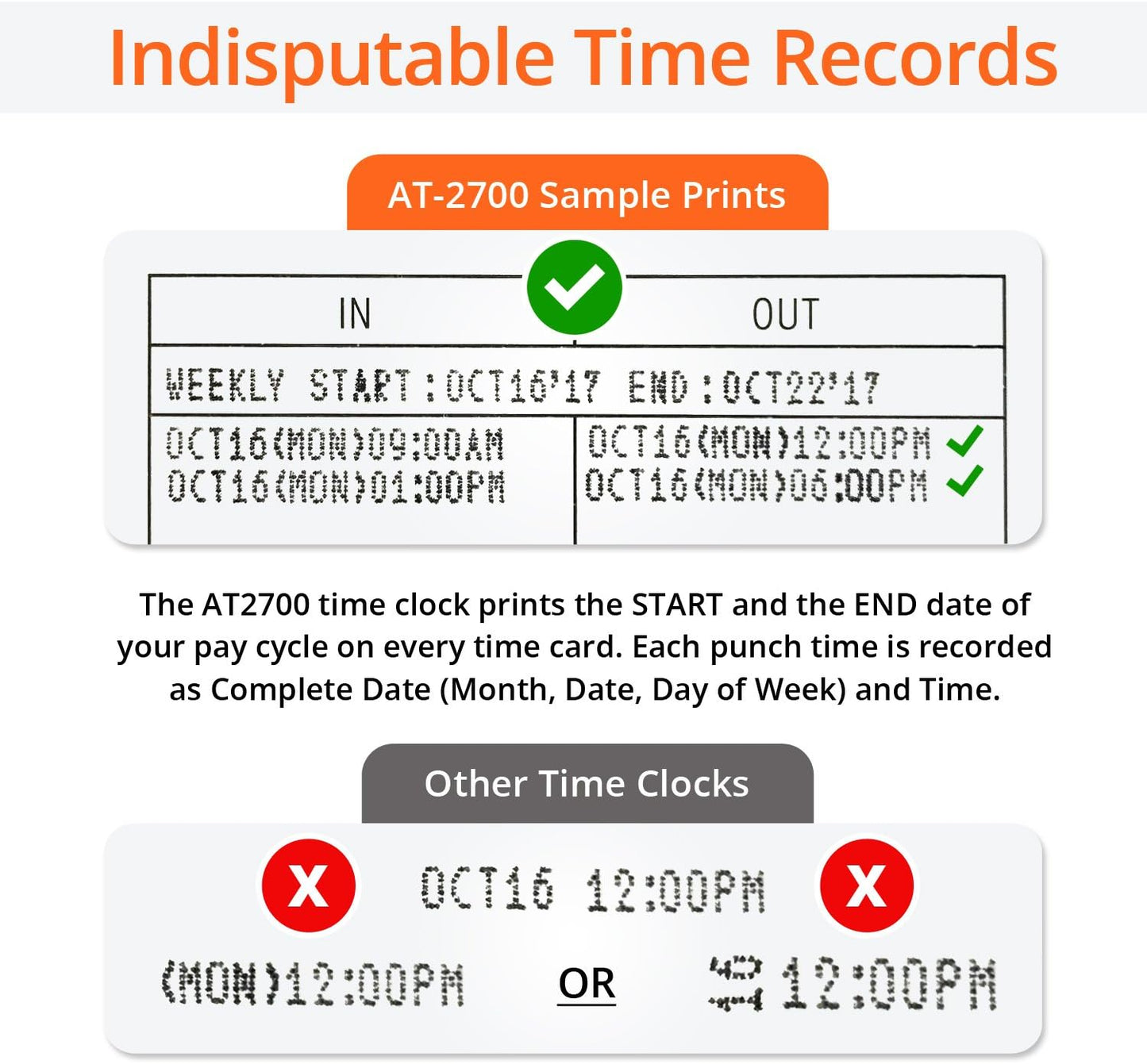 Touch Free Small Business Time Clock AT-2700