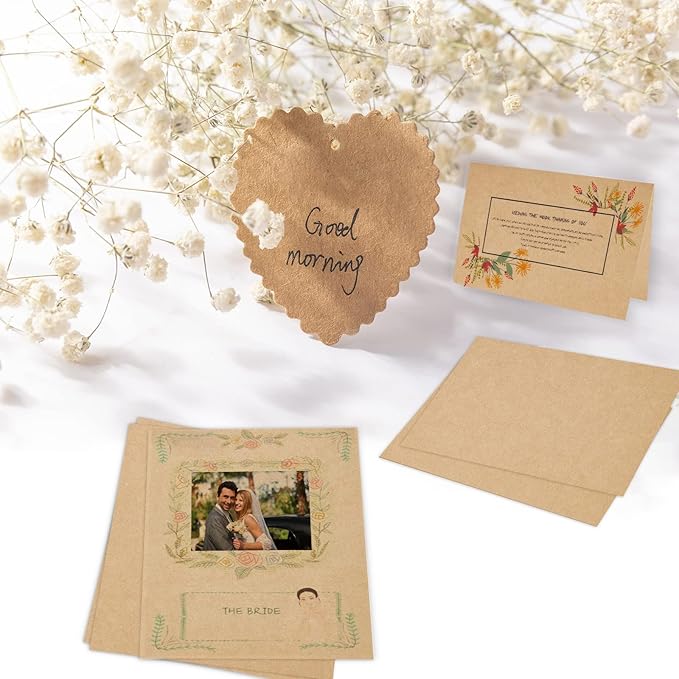 Brown Craft Cardstock 5x7 Blank Cards, Goefun 100 Pack 80lb Cover Card Stock for Invitations, Business, Greetings, DIY