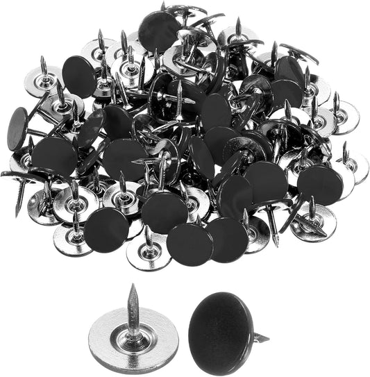uxcell 150Pcs Upholstery Tacks, 11mmx10mm Flat Head Thumb Tack Decorative Furniture Nails Push Pins for Furniture Sofa Headboards, Black