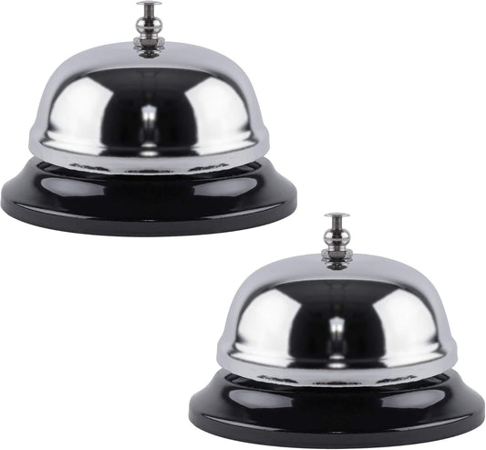 Super Z Outlet Call Bell 2-Pack - Classic Service Bell for Desk, Counter, or Reception 3.35", Gleaming Stainless Steel, Corrosion-Resistant, for Home, Office, School