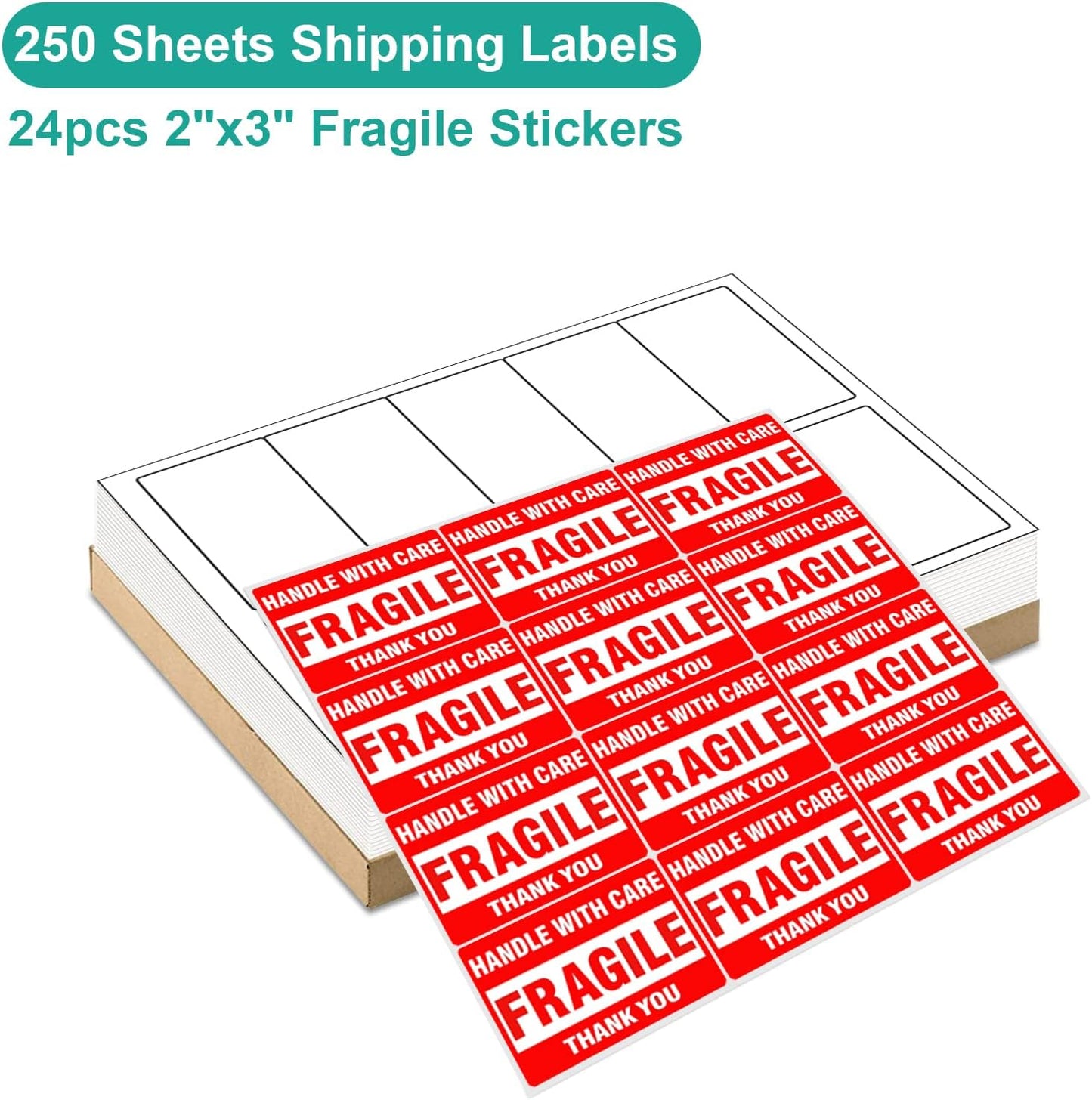 MFLABEL 2x4 Labels, 10-UP Shipping Address Labels, 2500 Labels,250 Sheets Labels for Printer, Internet Mailing Shipping Labels, Label Stickers, 2" x 4" FBA Labels for Laser/Inkjet Printer