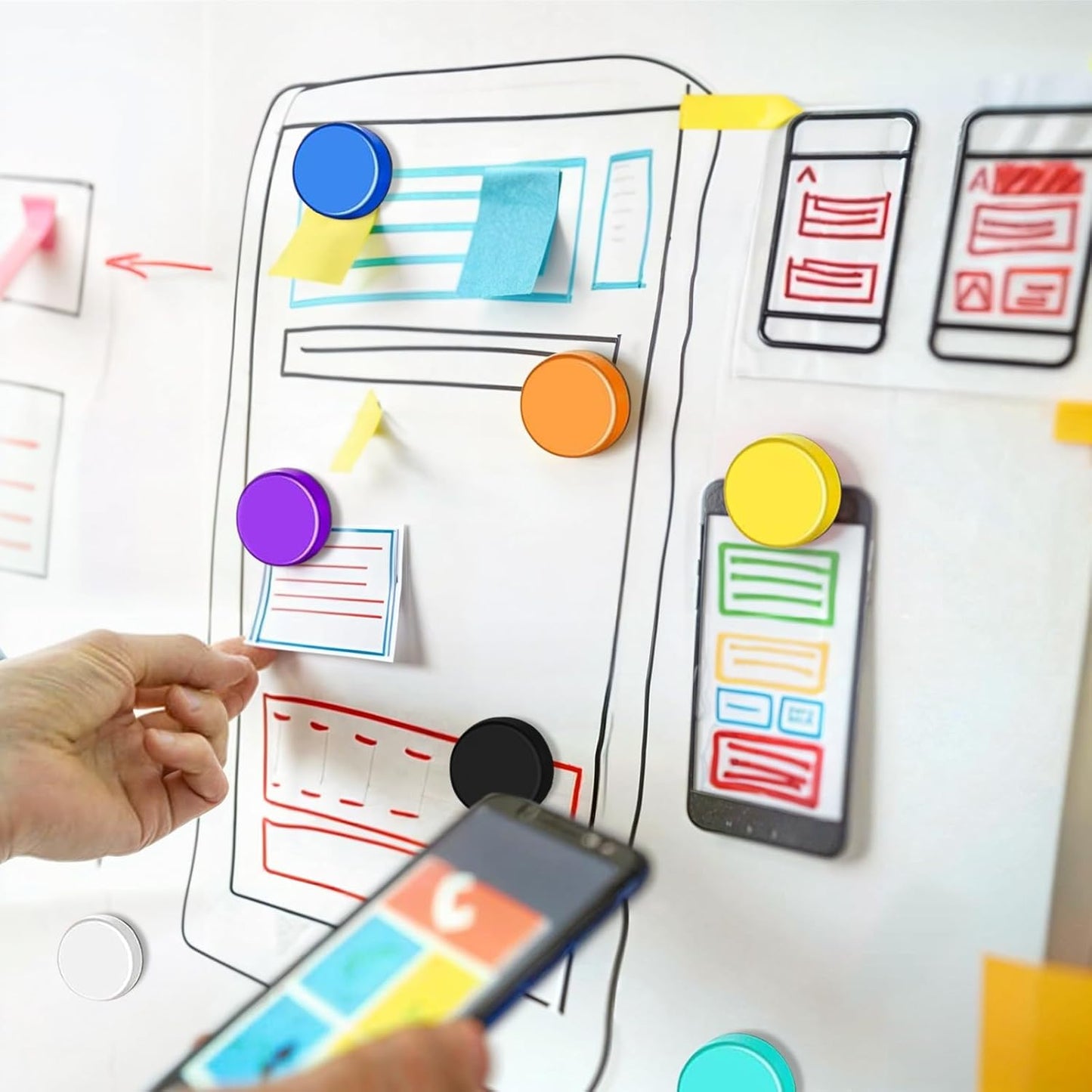 Qualsen Fridge Magnets, 20pcs Refrigerator Magnets, Small Magnet for Whiteboard, Mini Cute Magnet for Fridge, Locker, White Board, Kitchen, Office, Classroom (10 Colors)